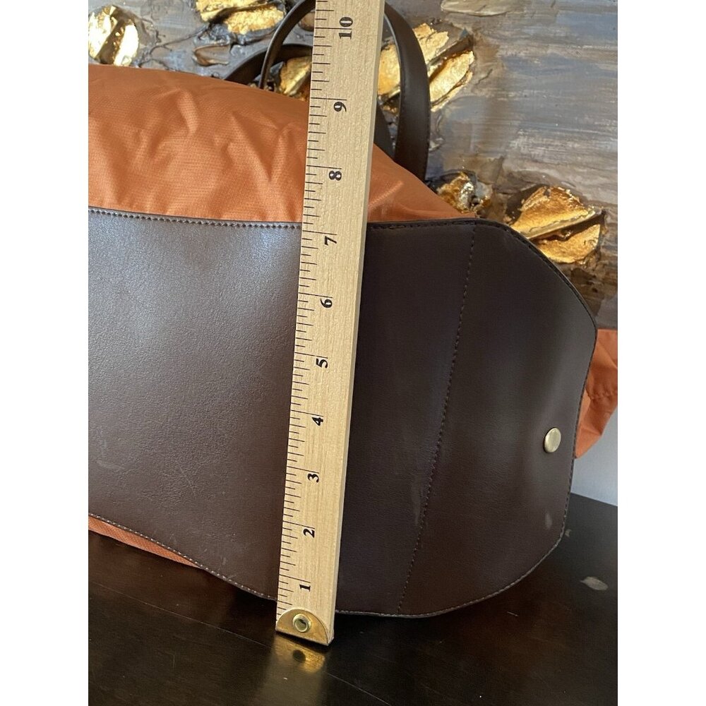 Tumi Foldable Packable Leather Bottom Orange Duff… - image 7